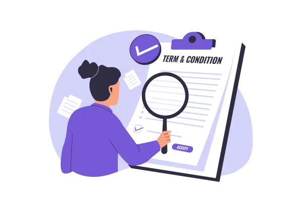 利用規約の内容を確認して同意する様子を表したイラスト